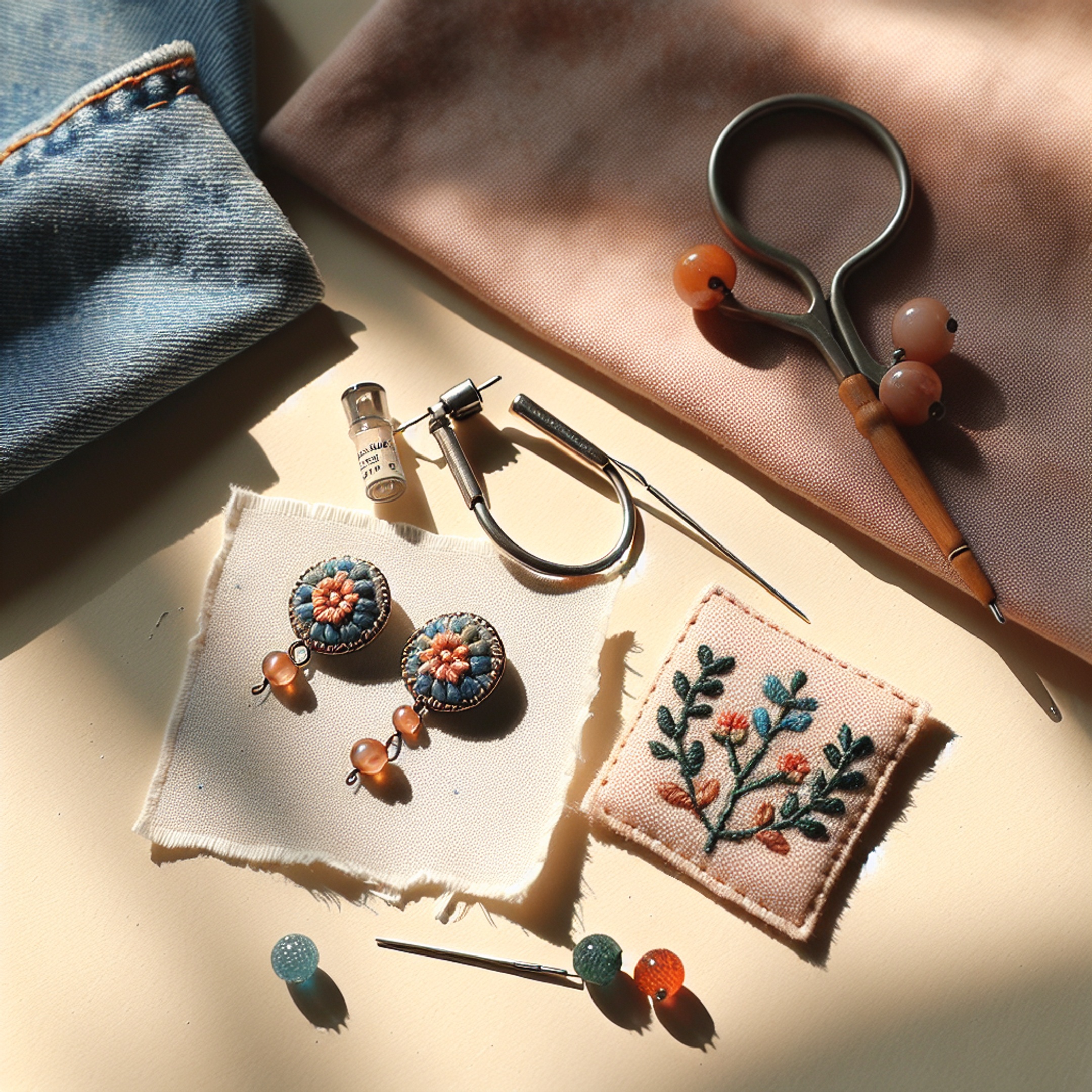 Сережки‑гвоздики з бісеру, брелок для сумки та вишивка на джинсах – швидкі проєкти і оформлення подарункового сету