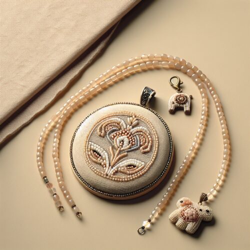 Кольє з намистин: майстер-клас з бісерної вишивки на канві та декором із міні-іграшкових тварин