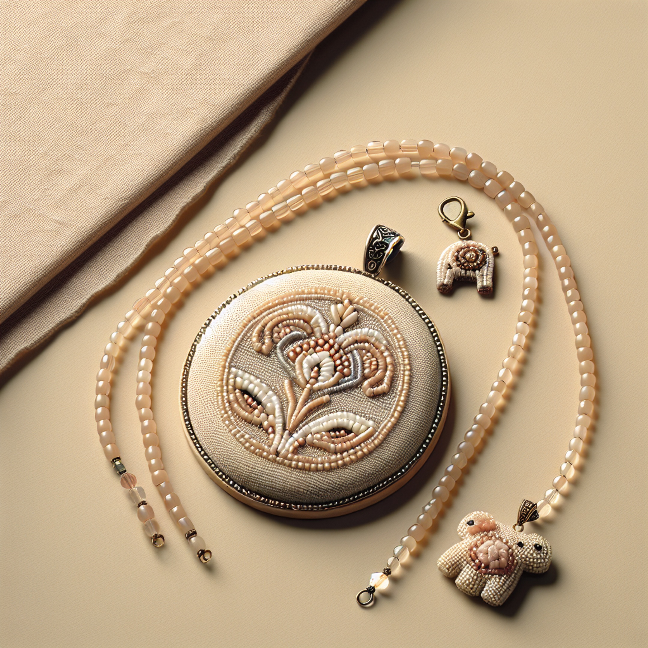 Кольє з намистин: майстер-клас з бісерної вишивки на канві та декором із міні-іграшкових тварин