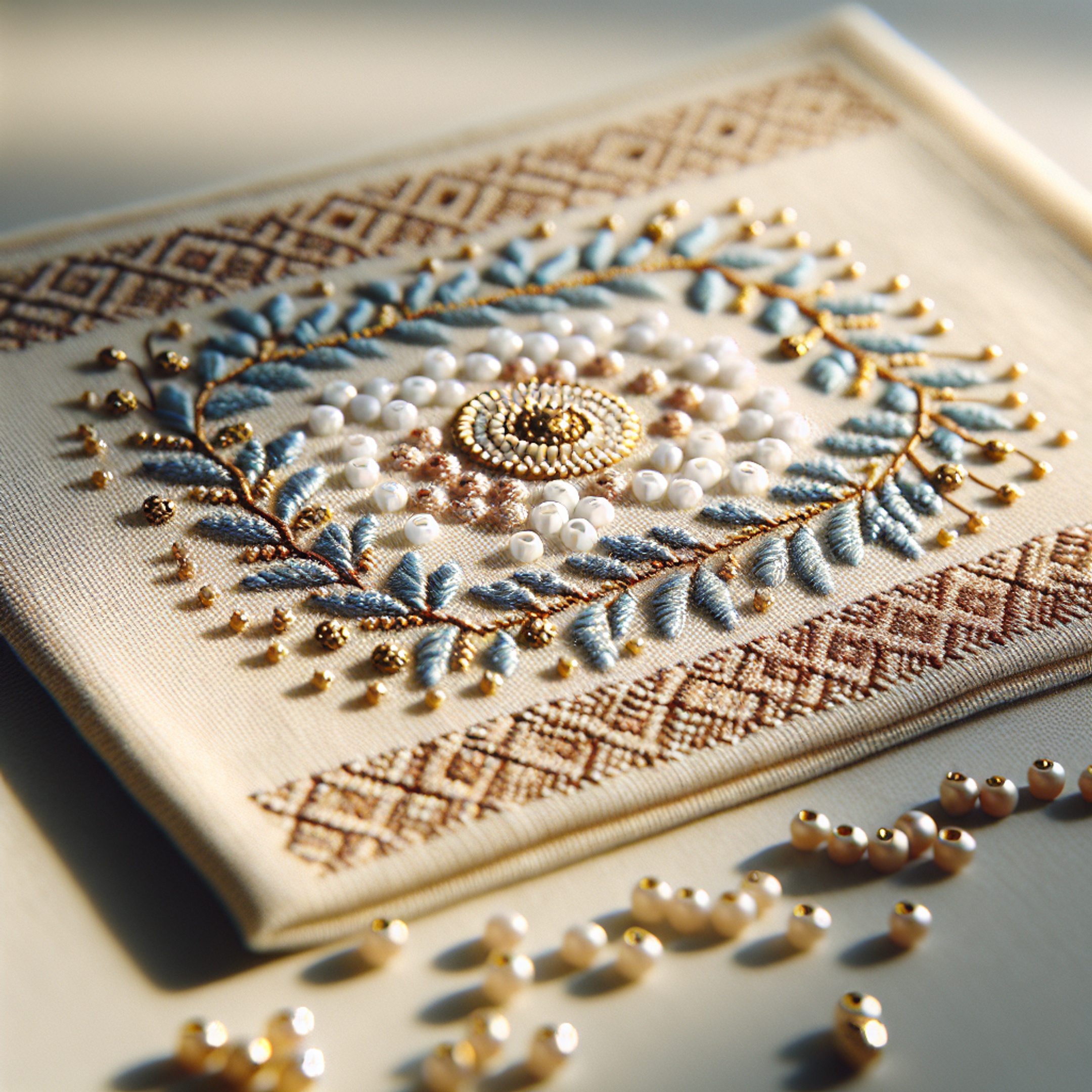 Міні-проєкт: як прикрасити вишитий рушник японським бісером Delica 11/0 і фурнітурою під золото