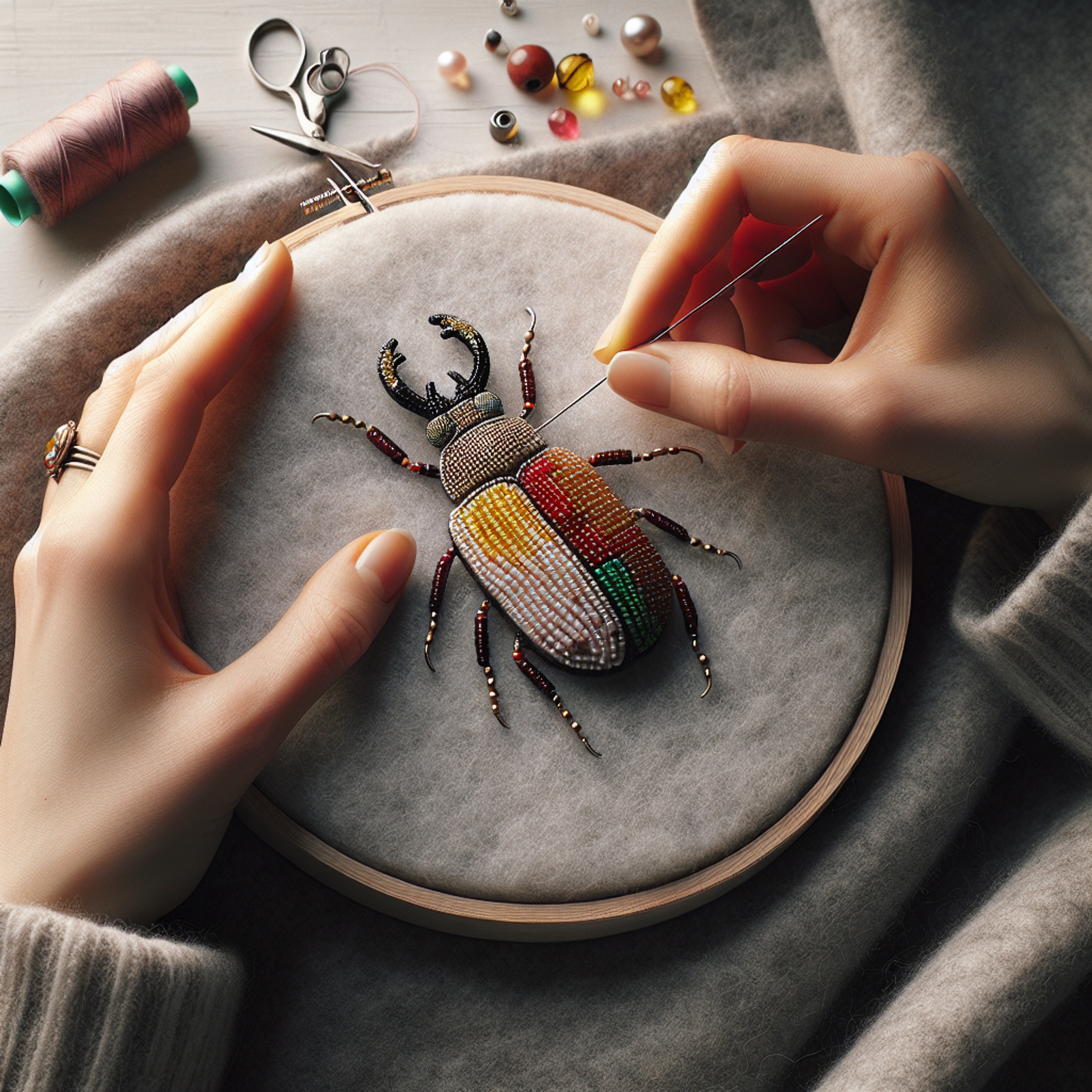 Майстер-клас: жучок з бісеру – як покроково зробити фантазійний кулон і закріпити бісер на фетрі