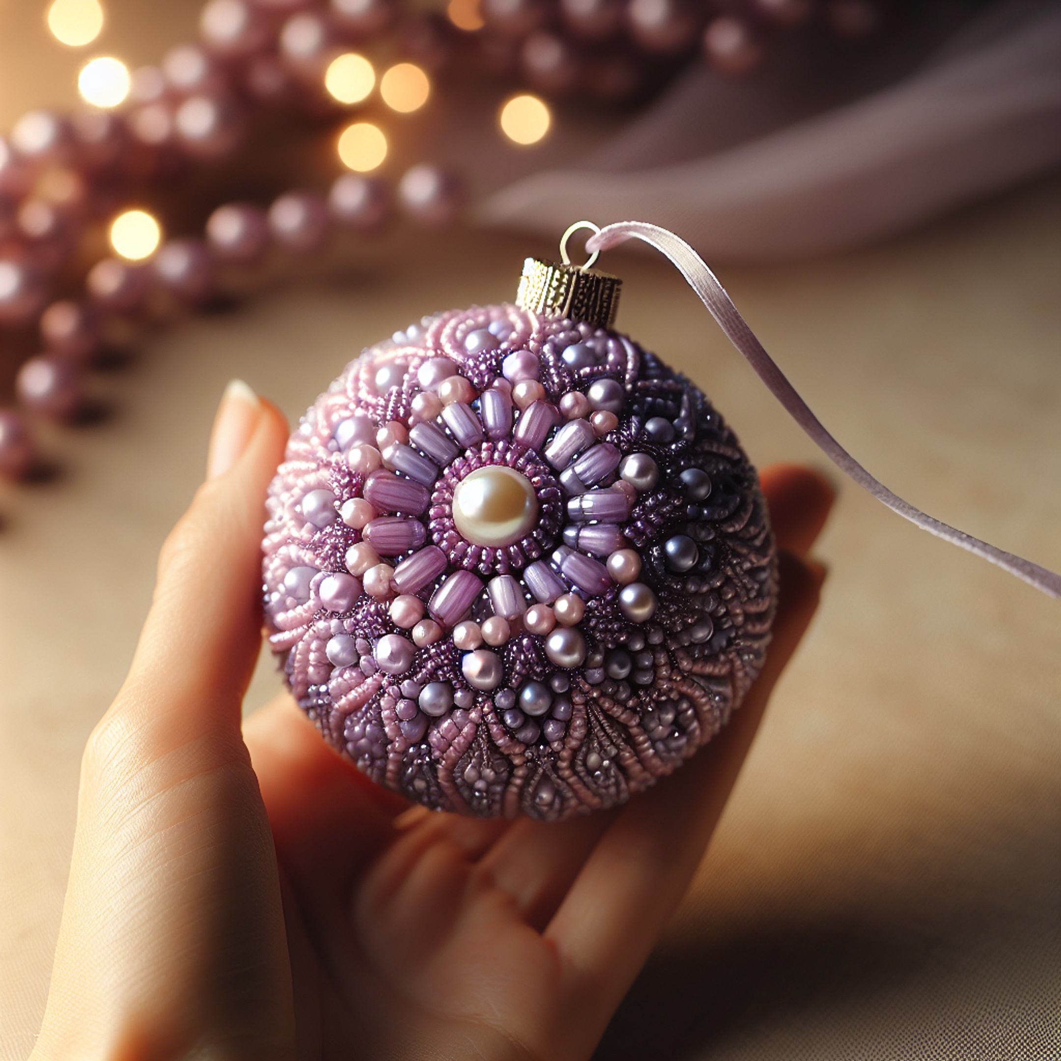 Фіалки з бісеру як ялинкові прикраси handmade – модульні ідеї та шаблони для декору цілий рік