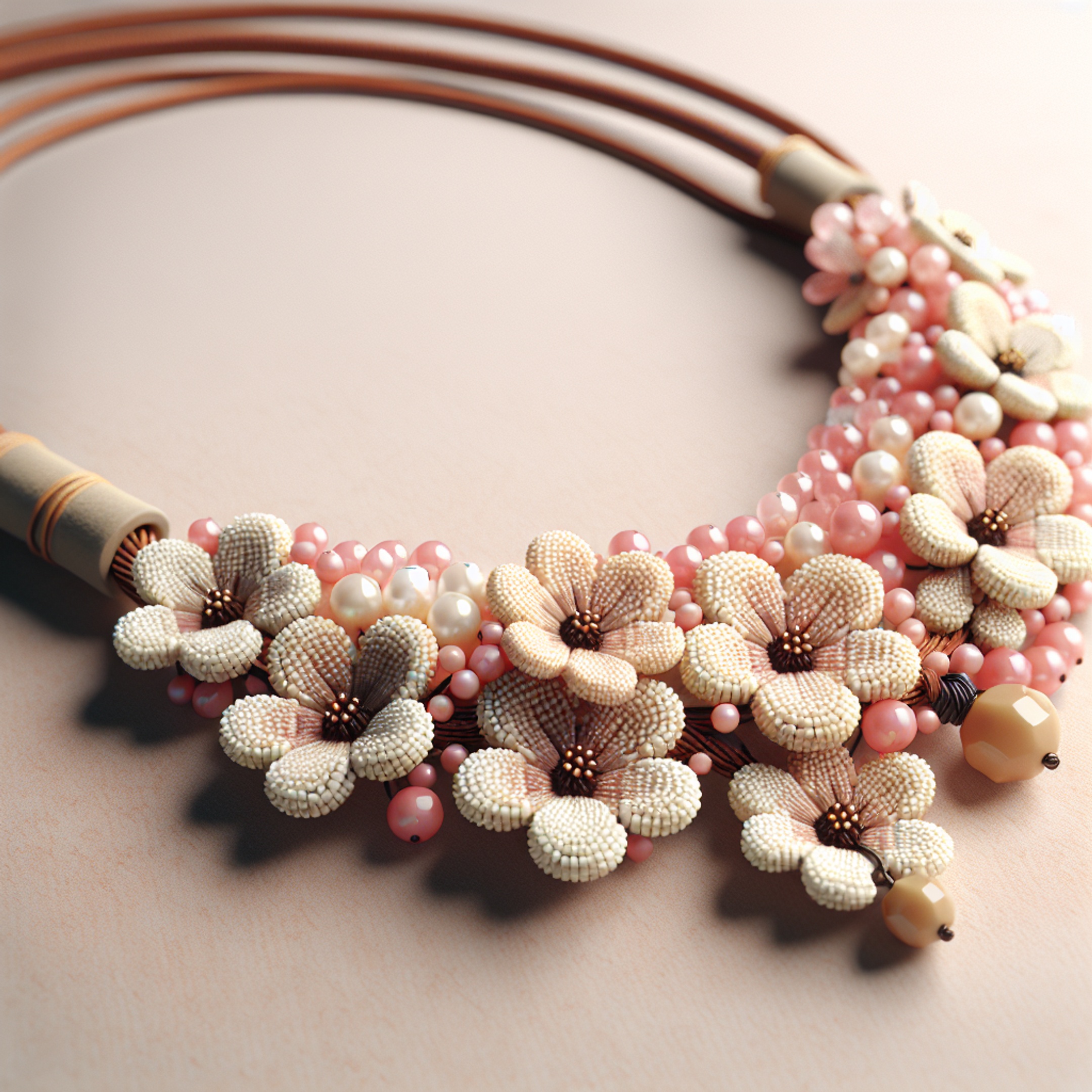 Намисто з бісеру своїми руками у стилі сакури – поєднання відтінків, пришивний бісер і шкіряний кулон до 8 Березня