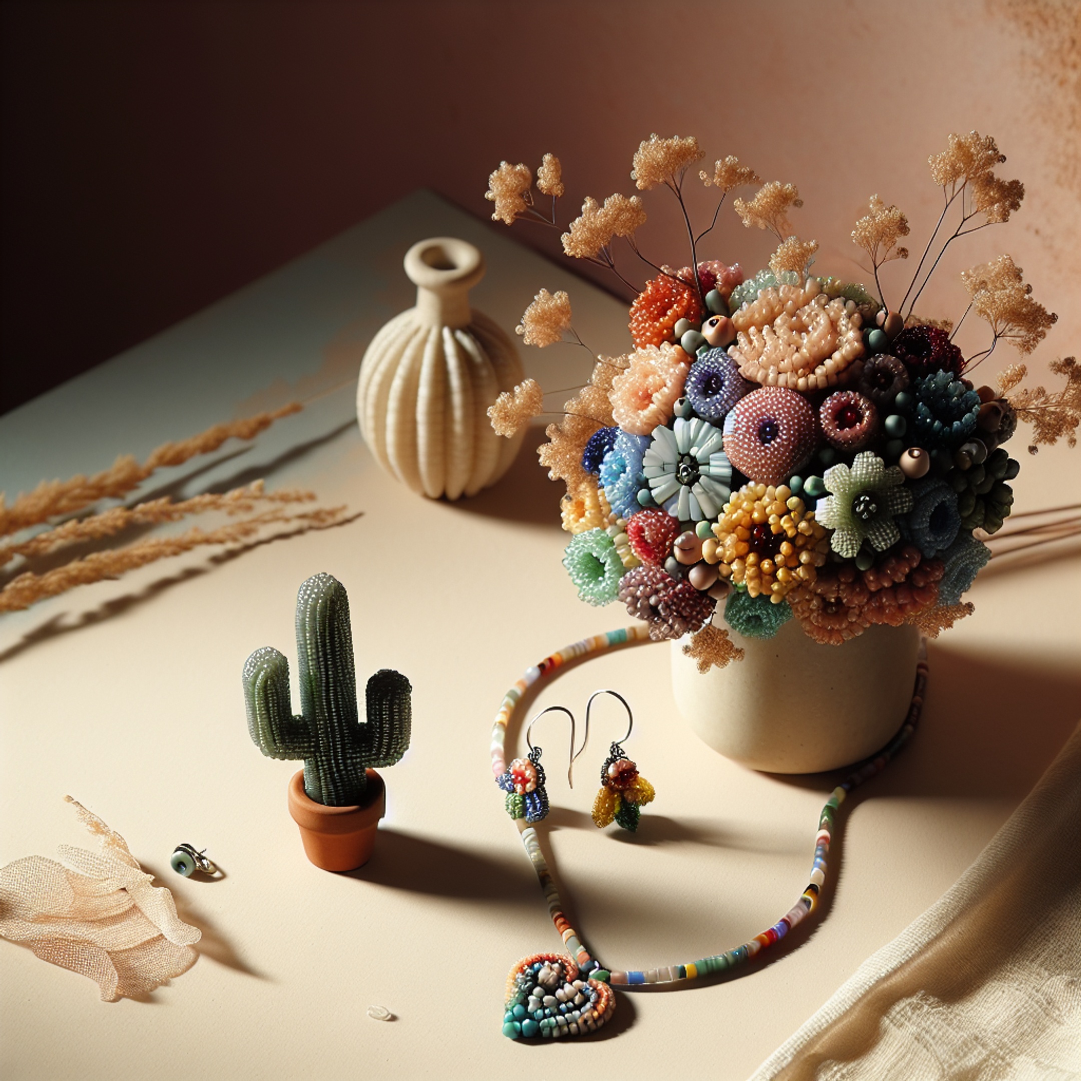 Покроково за 1 вечір: квітковий букет з бісеру, кольорове намисто й сережки Toho (циліндричний бісер) до 8 Березня