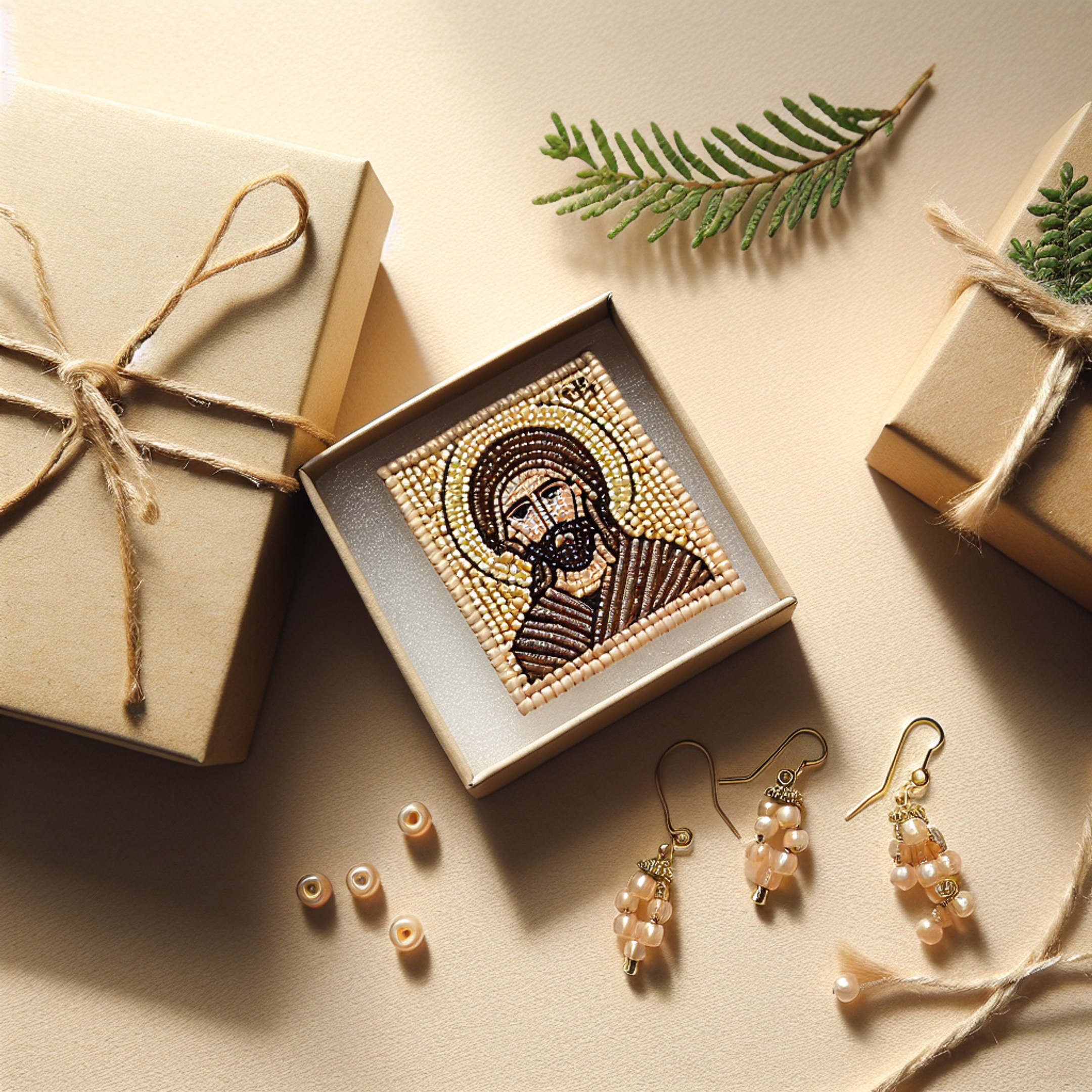 Міні-ікона з Miyuki і сережки Toho: покроковий майстер-клас та ідеї новорічної упаковки для подарунка