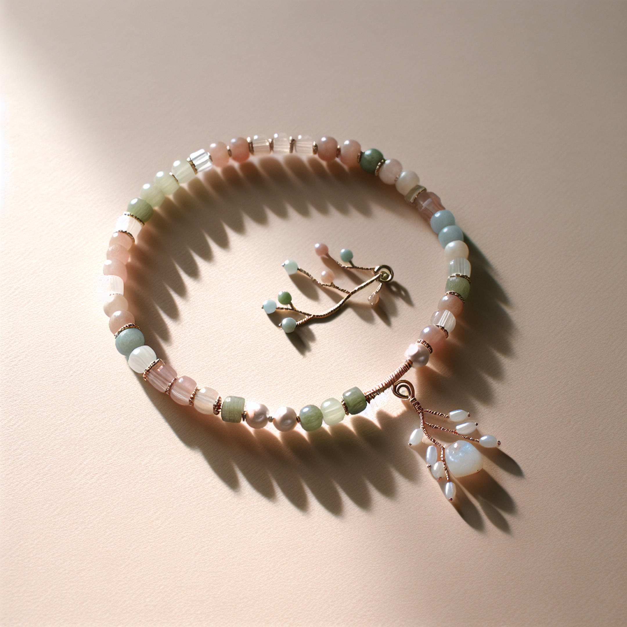 Пасхальний сет: простий браслет і міні-кулон з бісеру та каміння у формі гілки – покроковий майстер-клас