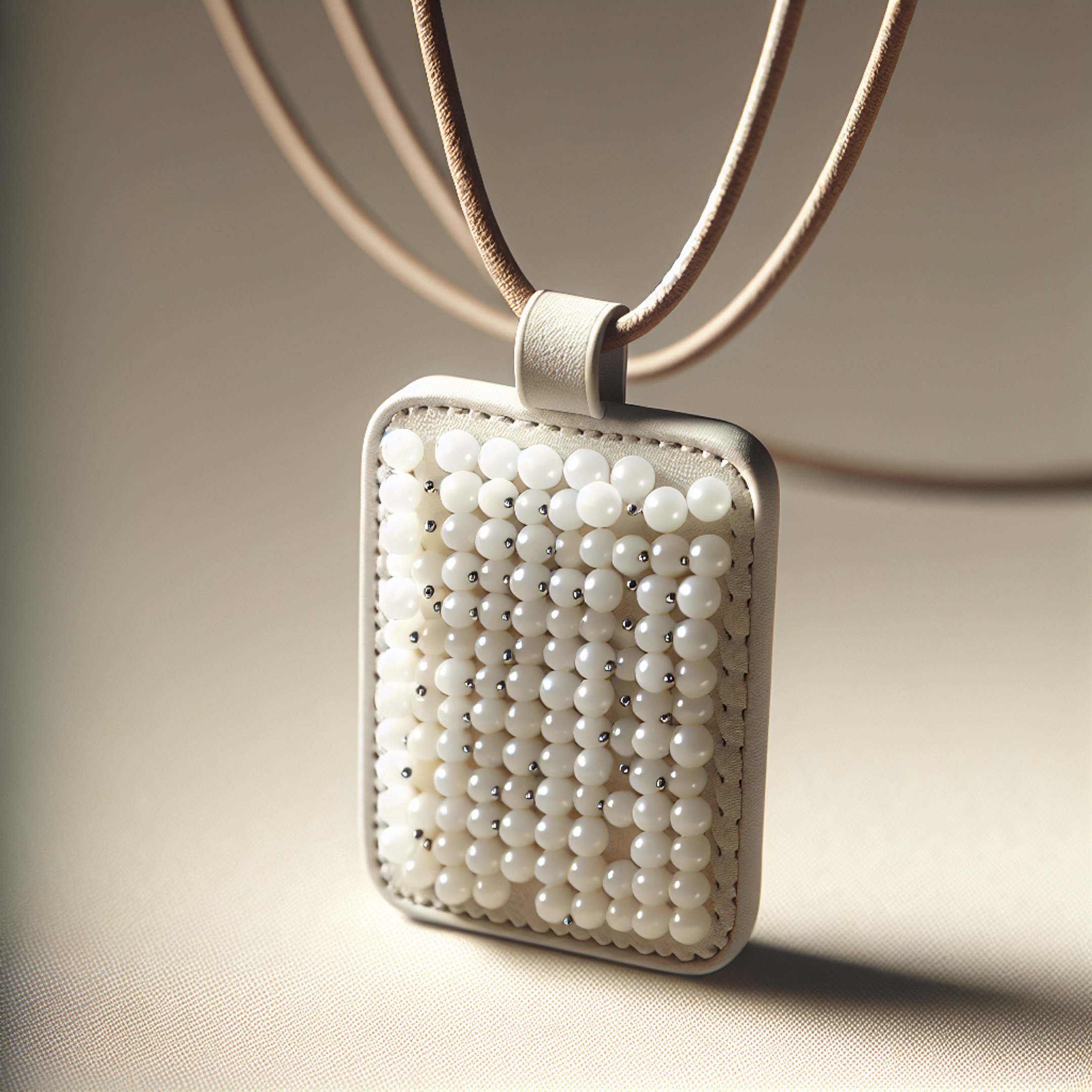 Весільний кулон на шкіряній основі з білого бісеру: покроковий майстер-клас