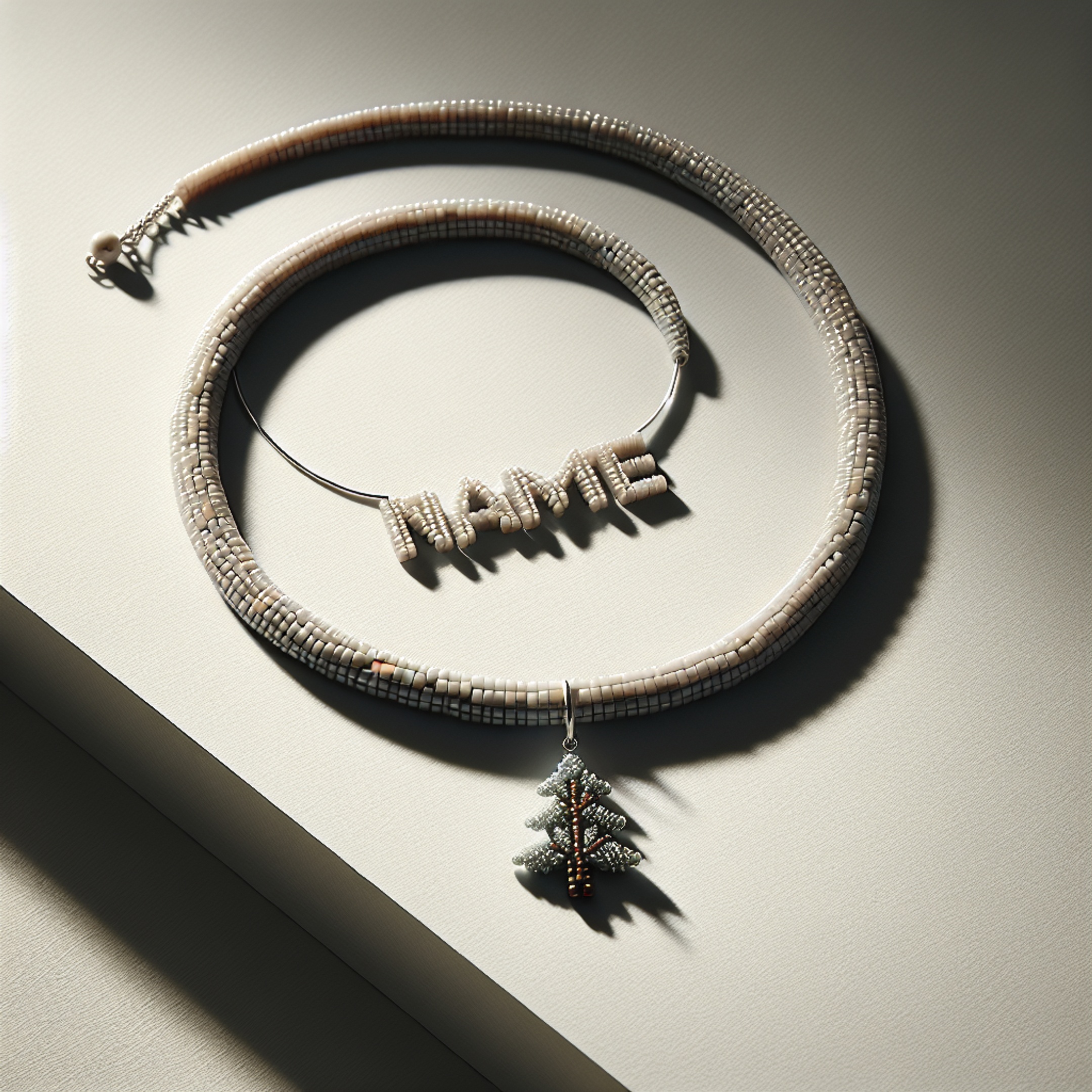 МК: намисто з іменем у цегляному плетінні з чеського бісеру з підвіскою зимове дерево – покроковий майстер-клас