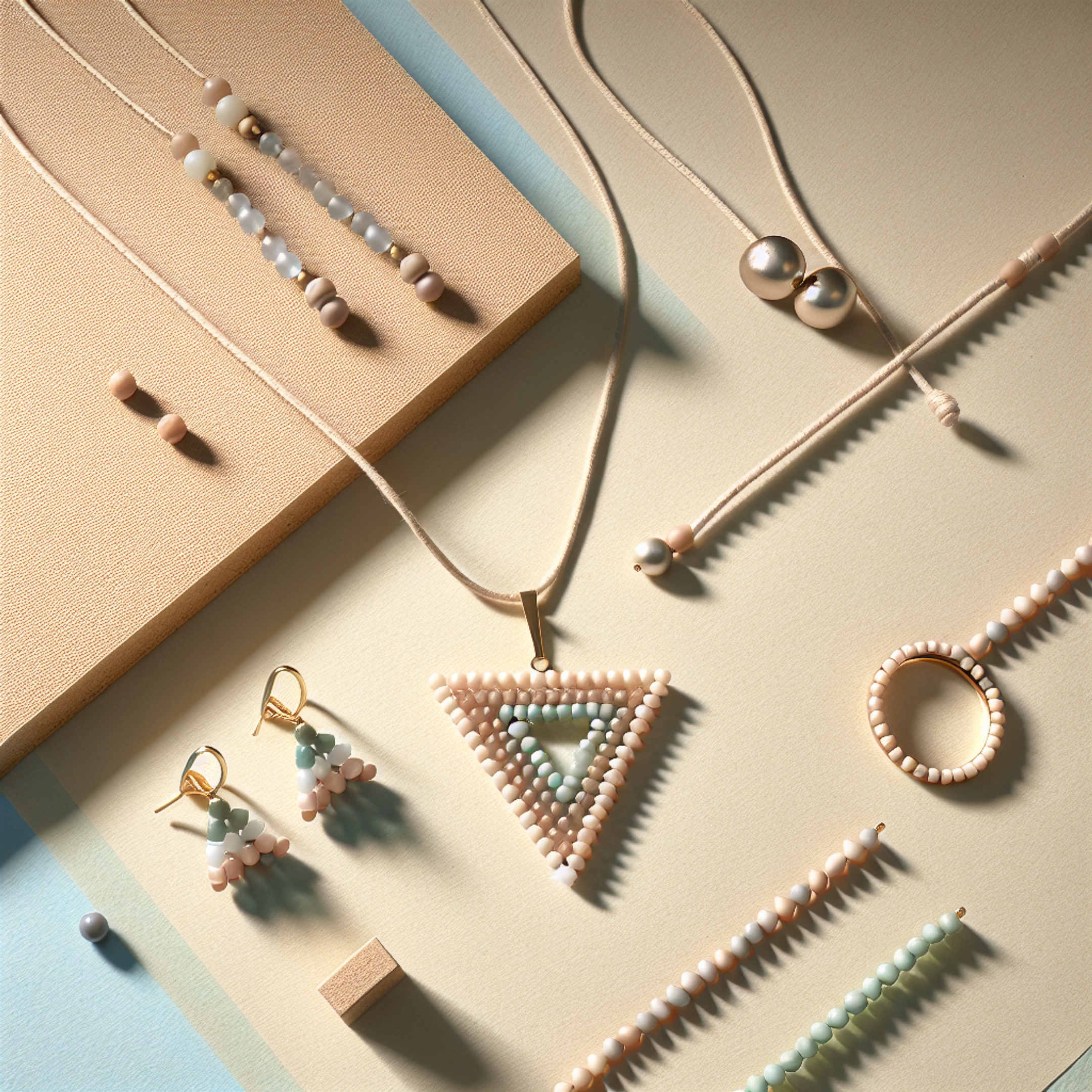 Майстер-клас: покрокове створення весняного комплекту з бісеру – геометричне кольє, сережки-гвоздики та кільце-печатка