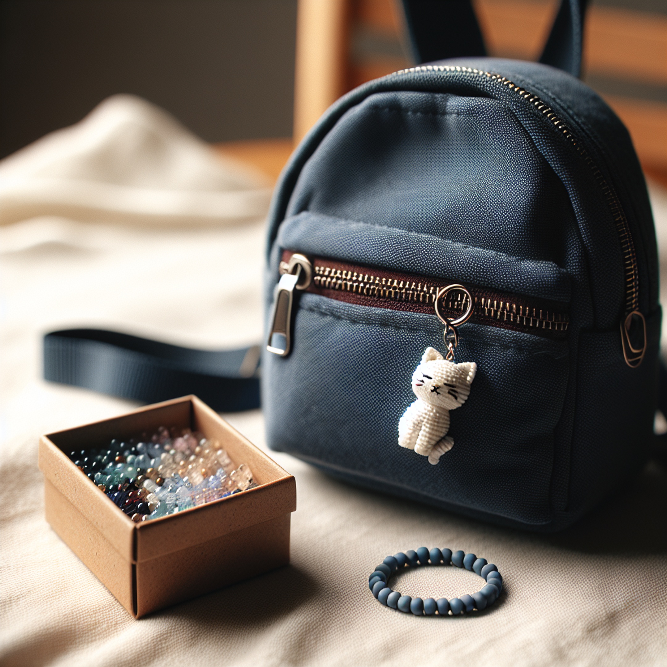 Продукт-ланч Новорічний котик – набір для дітей із китайського бісеру, кільце Toho і святкова упаковка