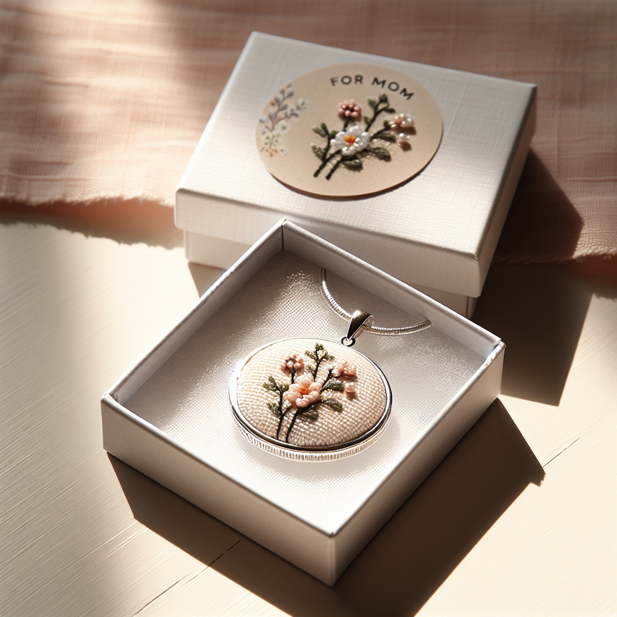Майстер-клас: квітковий кулон з бісеру на канві та стильна коробка з декором – готовий набір до Дня Матері