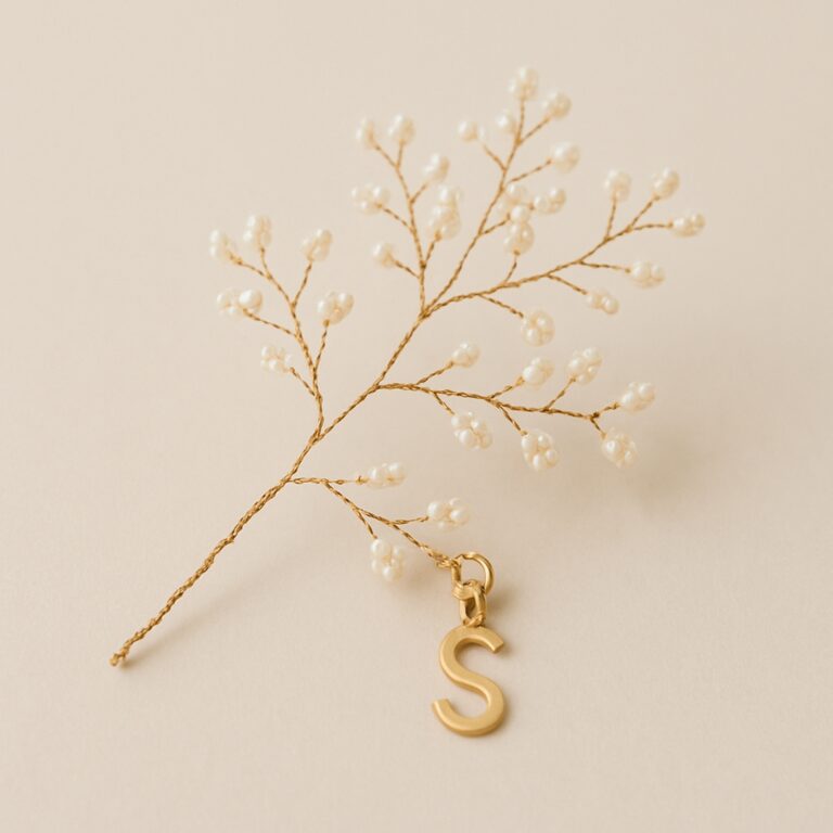 Бісерна гілка з китайського бісеру з буквеним кулоном на знімному карабіні, ручна робота, ідея подарунка для тата